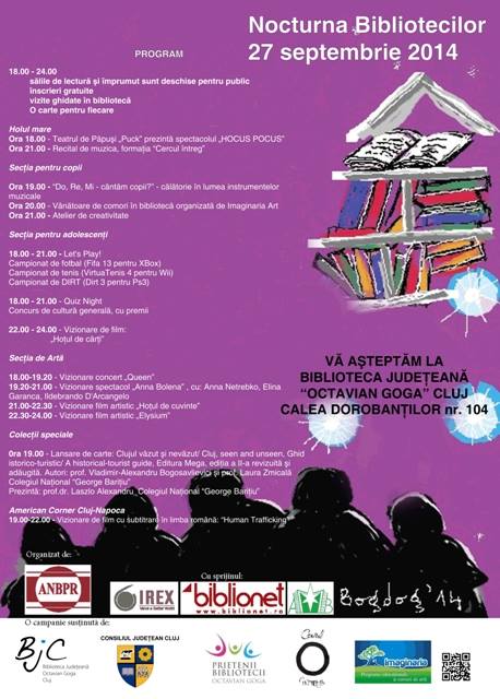 “Nocturna Bibliotecilor” la Biblioteca Judeţeană „Octavian Goga” Cluj
