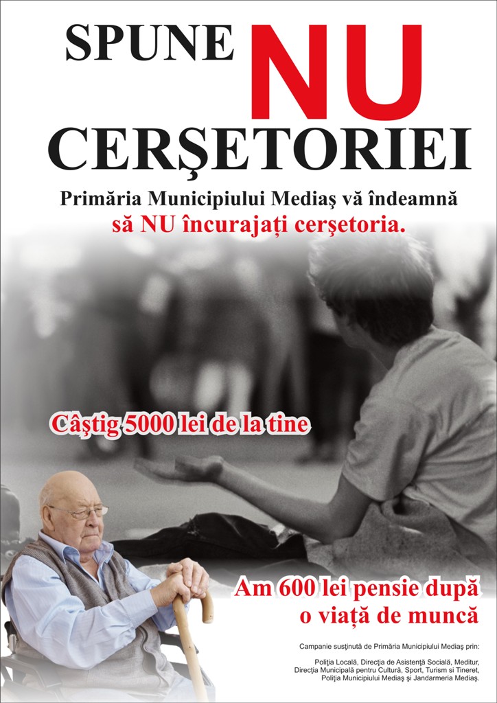 Campanie anti-cerșetorie derulată în municipiul Mediaș