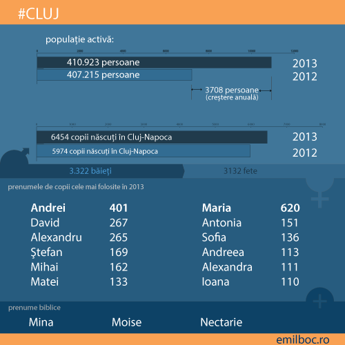 Cluj Napoca: „Andrei” și „Maria” au fost cele mai folosite nume de copii în 2013