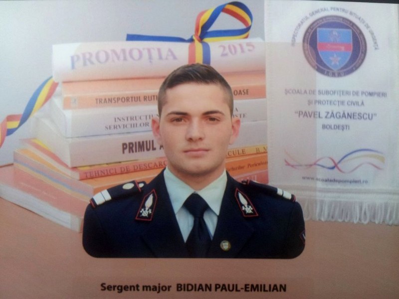 Bistrițeanul Paul Bidian, șef al promoției subofițerilor – pompieri și protecție civilă