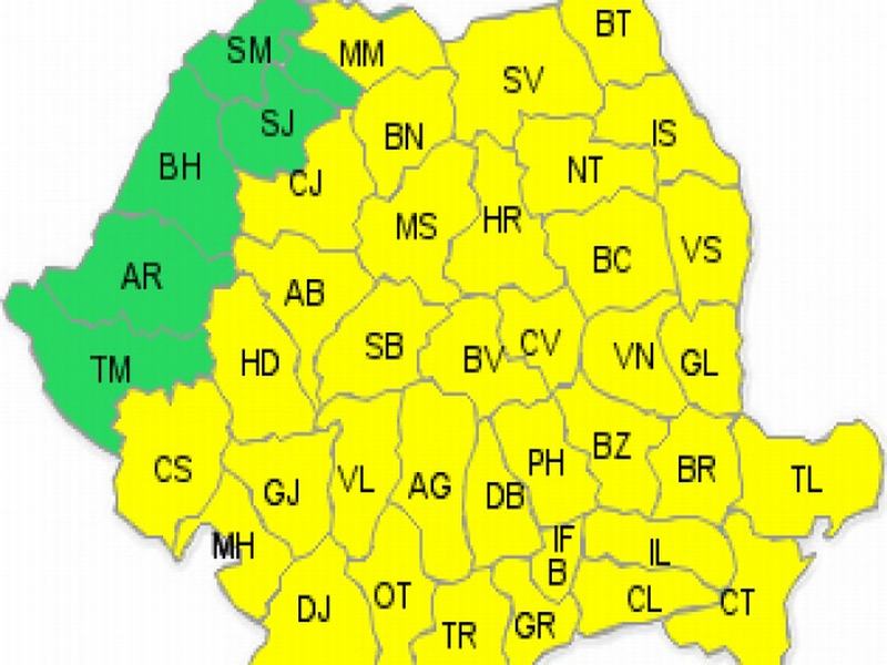 Bistrița-Năsăud, sub cod galben de ploi până sâmbătă la ora 23