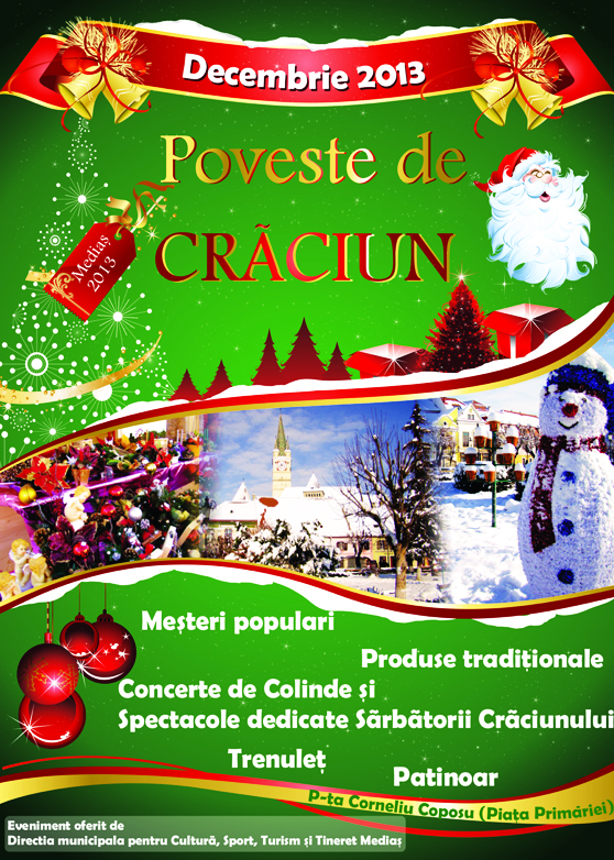 Colinde și muzică folk, în cadrul evenimentului „Poveste de Crăciun”, organizat la Mediaș (14-15 decembrie)