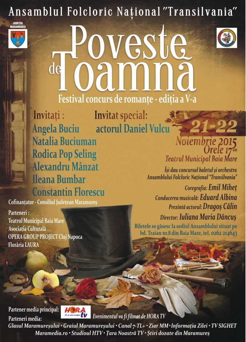 Festivalul de romanțe “Poveste de Toamnă” se va desfășura în Baia Mare, în perioada 21-22 noiembrie