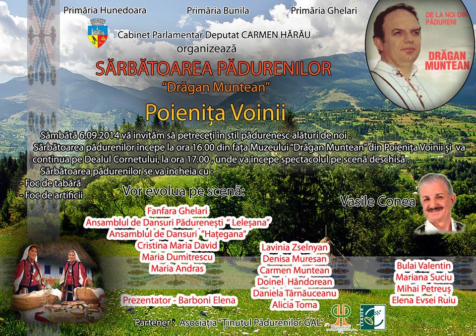 “Sărbătoarea Pădurenilor – Drăgan Muntean” se desfășoară în acest weekend