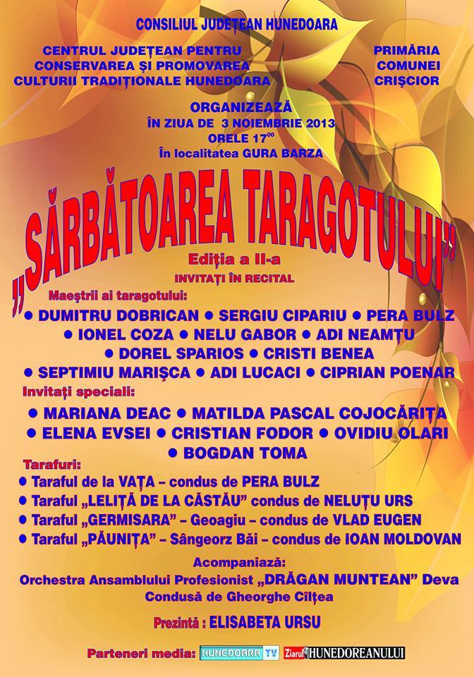 Dumitru Dobrican, cap de afiș la „Sărbătoarea taragotului” de la Gura Barza