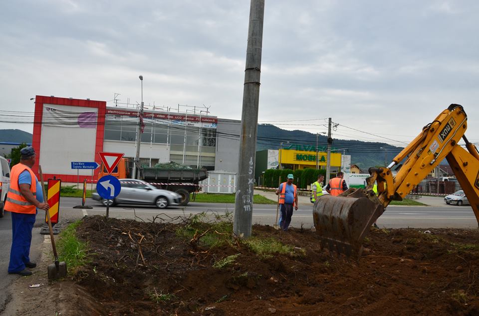 Baia Mare: Au început lucrările la sensul giratoriu de la Elanko