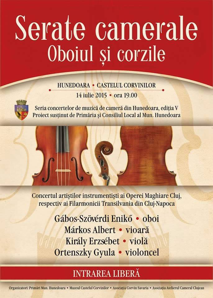 Concert de muzică de cameră la Castelul Corvinilor (marți, 14 iulie)