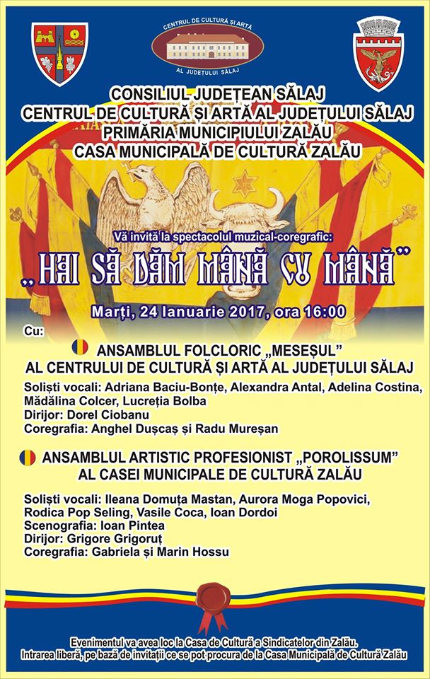 Spectacol de 24 ianuarie la Zalău (Casa Municipală de Cultură, ora 16)