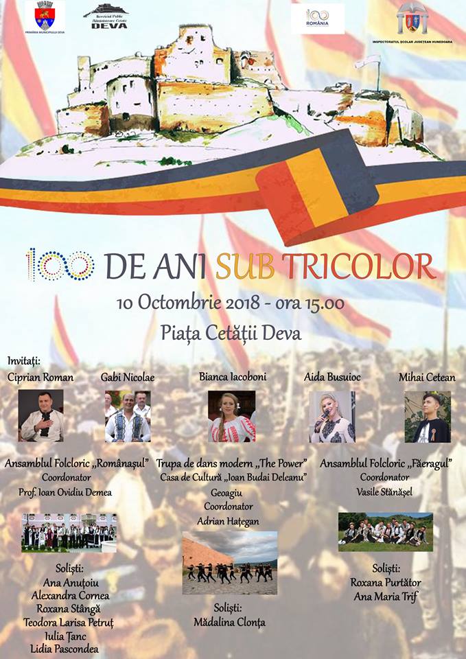 „100 de ani sub tricolor”, spectacol dedicat Centenarului, la Deva