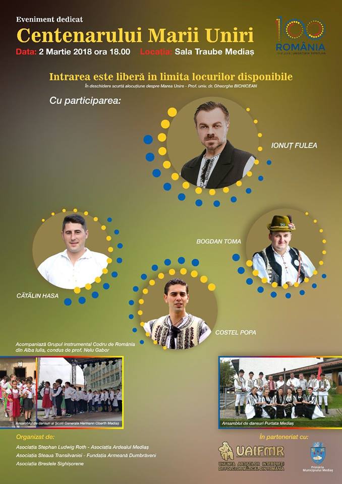 Spectacol folcloric dedicat Centenarului Marii Uniri, la Mediaș