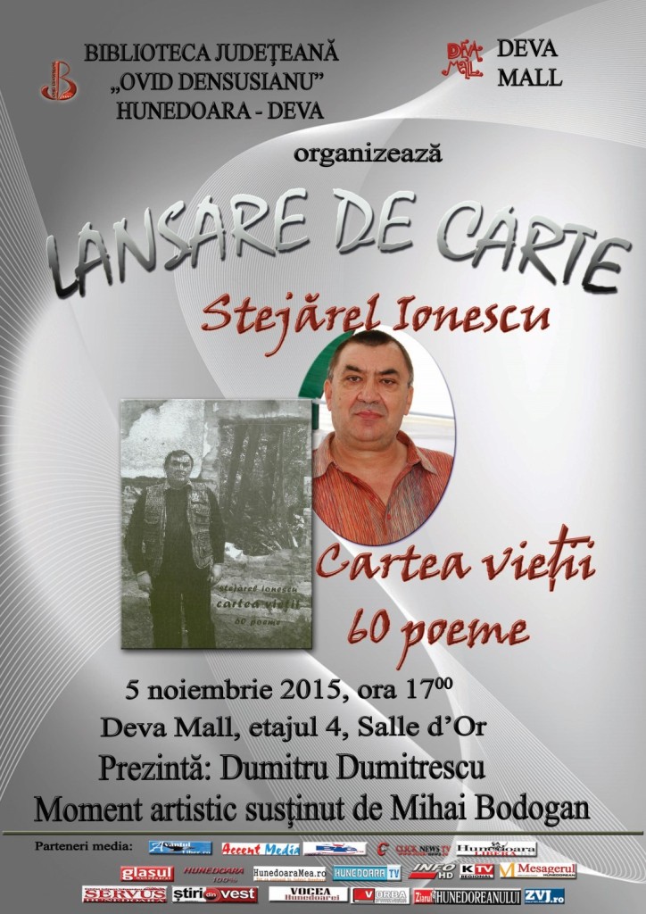 Deva: Lansarea volumului de versuri „Cartea vieții – 60 poeme”, al poetului Stejărel Ionescu