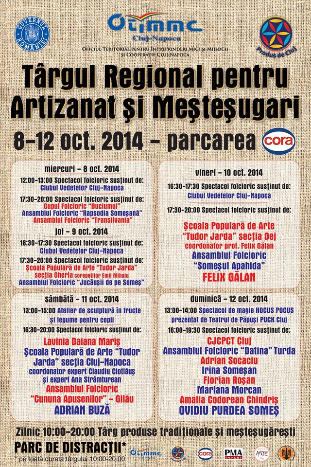 Cluj Napoca: Târg Regional pentru Artizanat si Meşteşuguri 2014 (8-12 octombrie 2014)