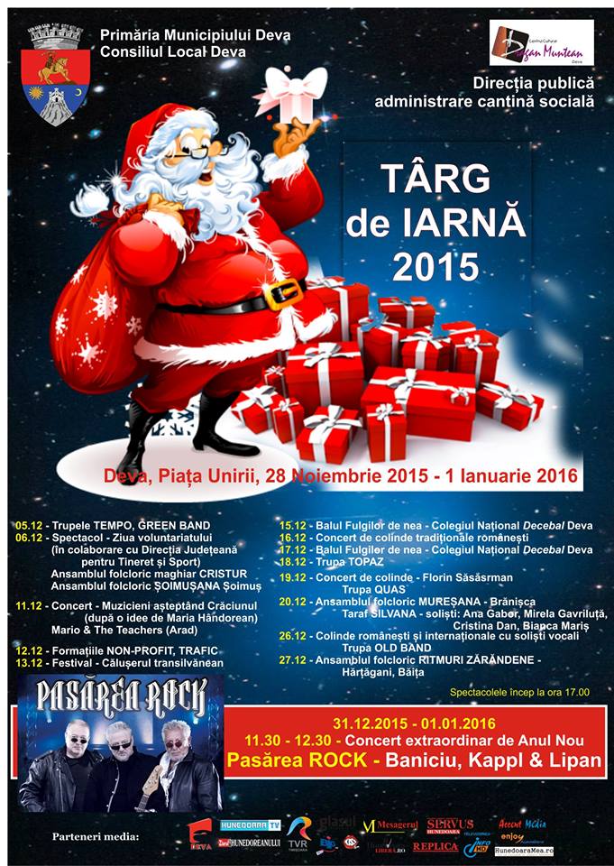 Vezi programul evenimentelor care vor fi organizate în Deva în luna decembrie