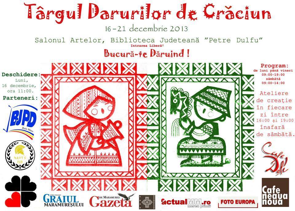 „Târgul Darurilor de Crăciun” se va desfășura la Biblioteca „Petre Dulfu” din Baia Mare, în perioada 16-23 decembrie