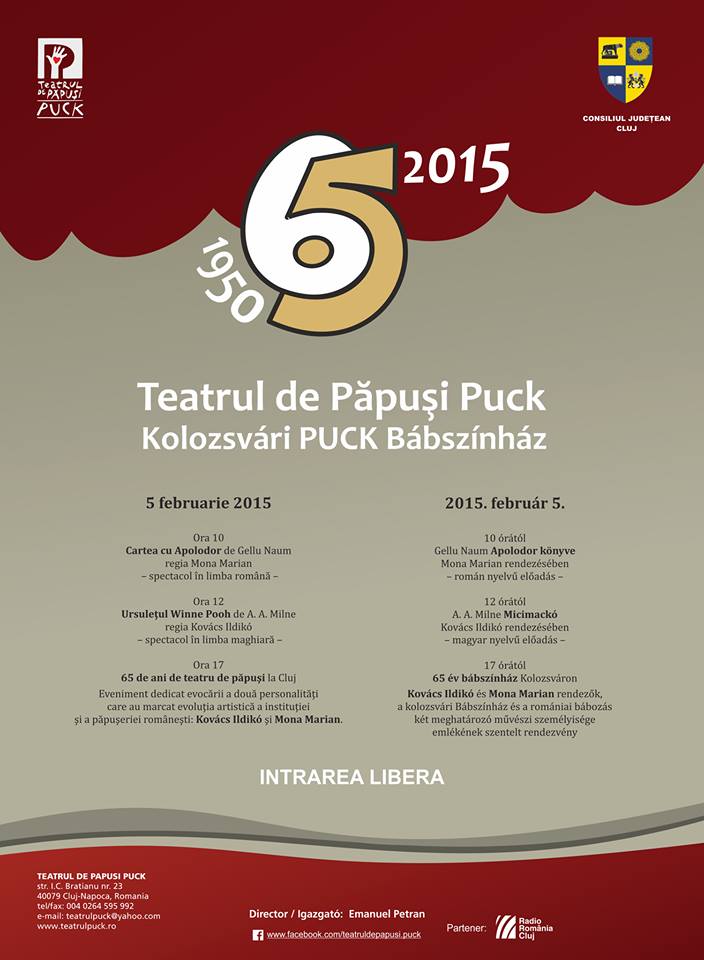 Teatrul de păpuşi Puck a împlinit 65 de ani de viaţă