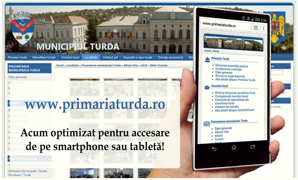 Site-ul Primăriei Turda, optimizat pentru smartphone și tabletă