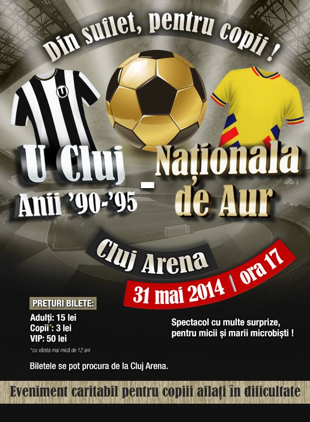 Generația de Aur vine pe Cluj Arena pentru un meci caritabil