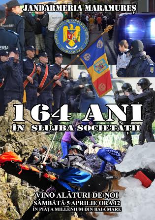 Manifestări omagiale prilejuite de “Ziua Jandarmeriei Române” în Piața Millenium din Baia Mare