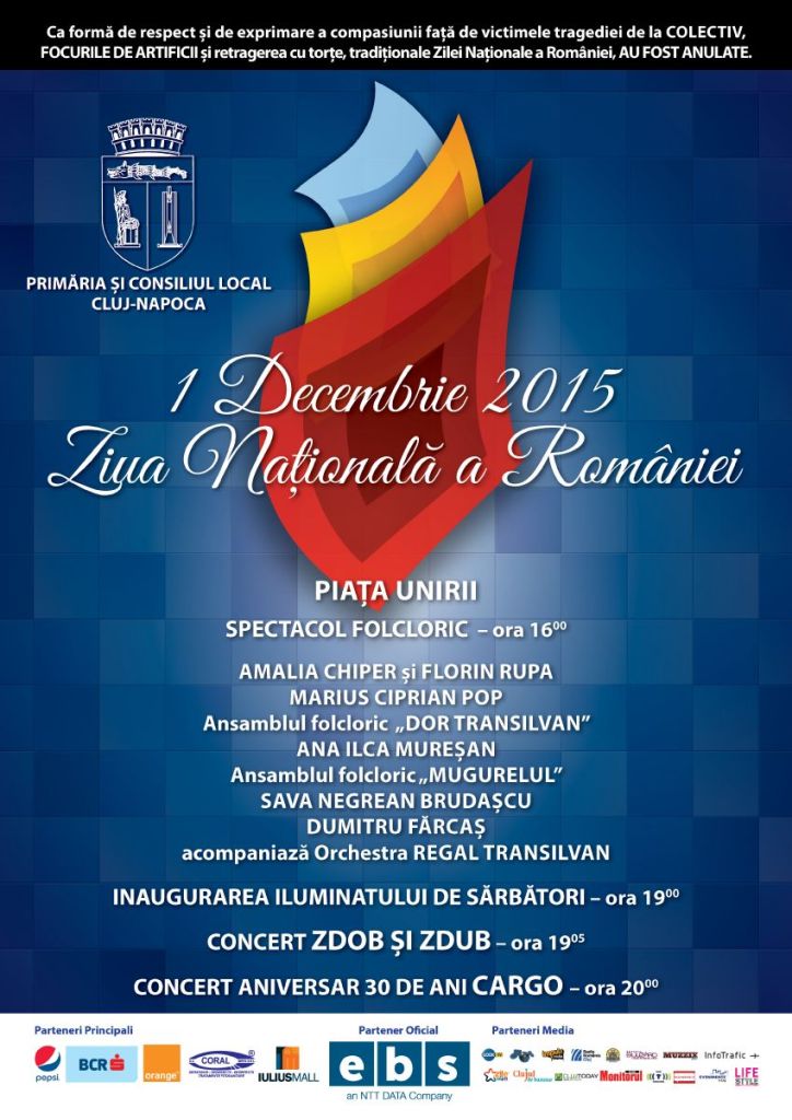 Cluj Napoca: Programul Zilei de 1 Decembrie