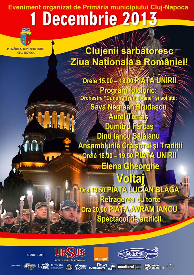Aurel Tămaș, Dumitru Fărcaș și Voltaj vor cânta de 1 Decembrie la Cluj Napoca