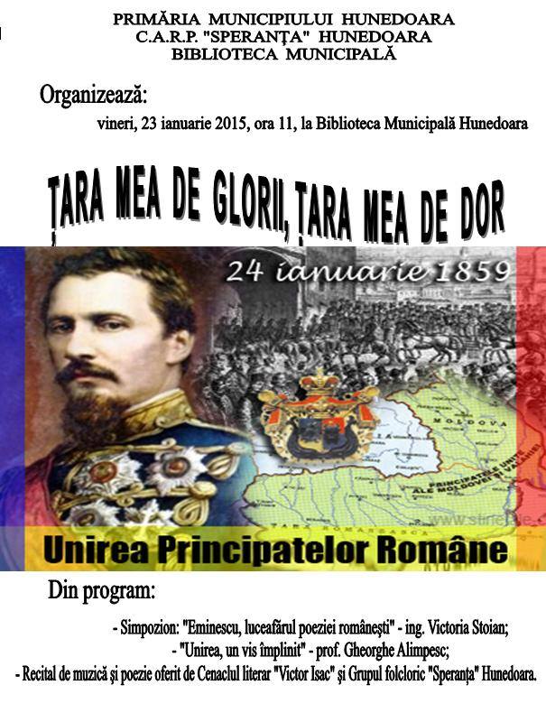 „Țara mea de glorii, țara mea de dor”, manifestare organizată de Ziua Unirii la Biblioteca Municipală Hunedoara